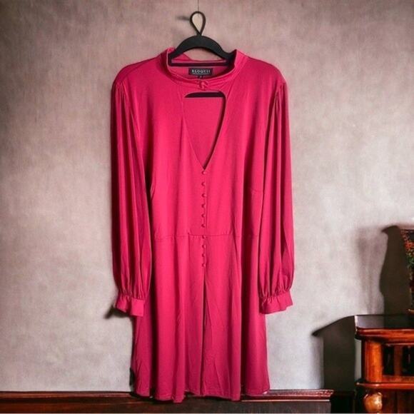 Eloquii Cutout Neckline Fit And Flare Dress Keyhole Mini Long Sleeve‎ Academia - Picture 2 of 9